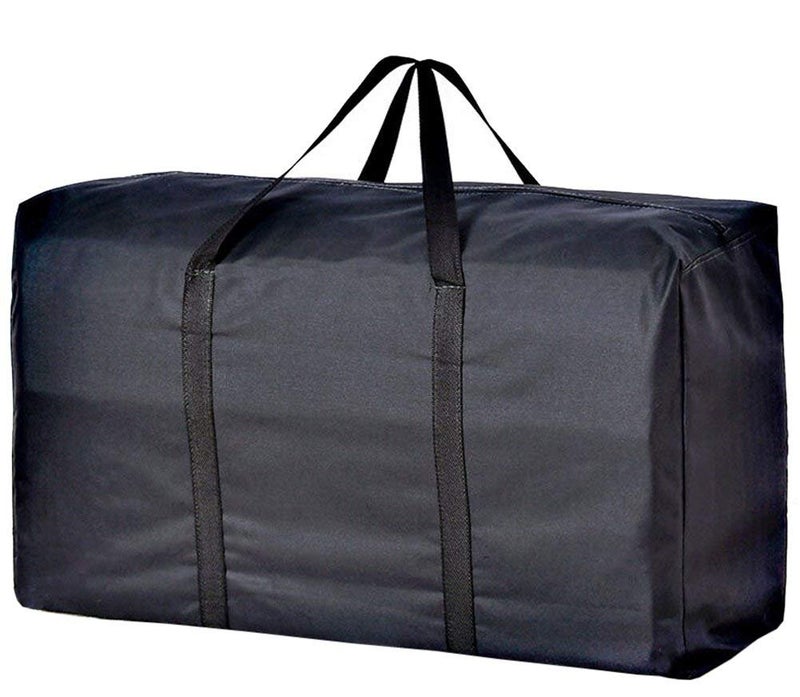 Fakeface Extra Large Handy Storage Bag Waterproof Heavy Duty Oxford Travel Luggage Caddy Organizer Foldable Quilt Blanket Laundry Bag Weekender Duffel Space Saver Bag with Web Handle (Black, 160L) - Image 1